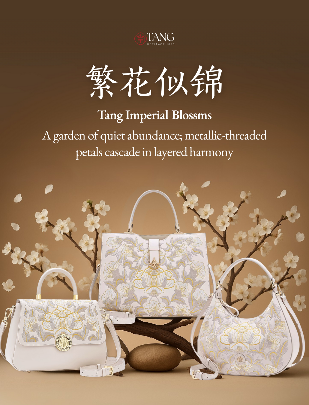 Tang Imperial 25 Embroidered Blossoms Tote