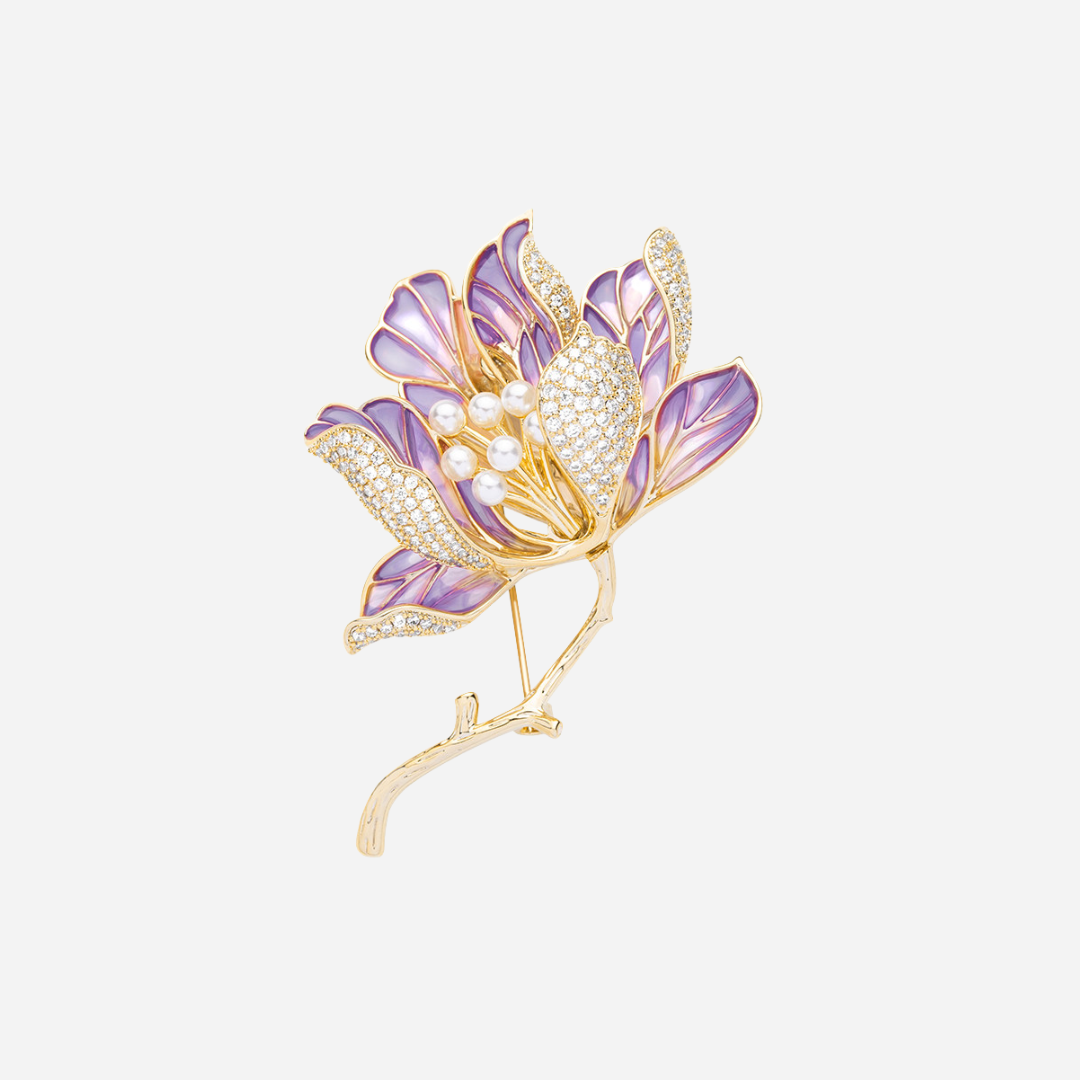 Pearl Heart Magnolia Brooch