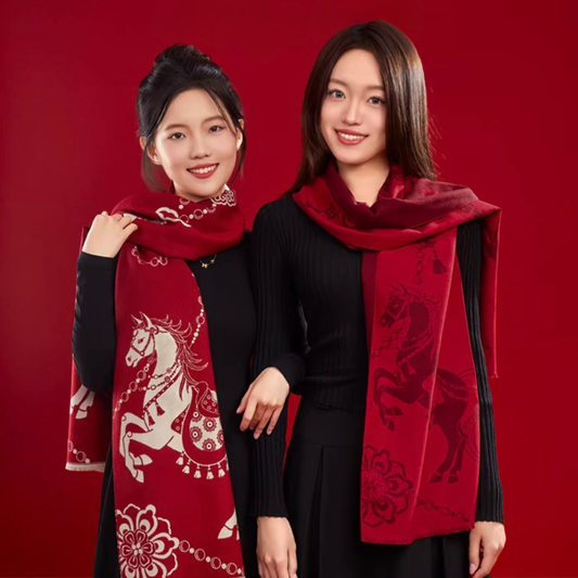 Red Horse Year Scarf Gift Set