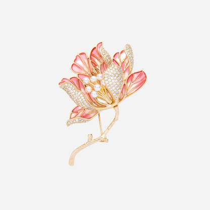 Pearl Heart Magnolia Brooch