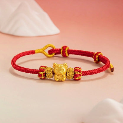 Fire Goat 2027 Zodiac Fortune Bead Red Cord Bracelet