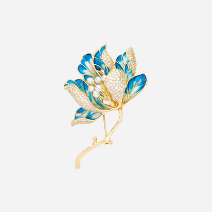 Pearl Heart Magnolia Brooch