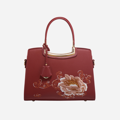 Tang Red 29 Embroidered Peony Tote II