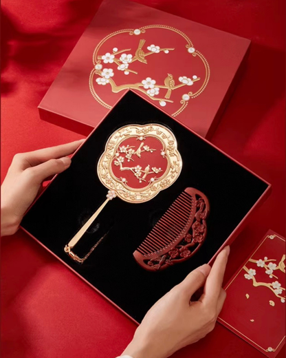 Plum Blessing Hand Mirror & Comb Set