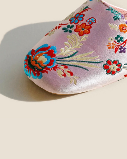 Peony Whisper Embroidered Indor Slippers