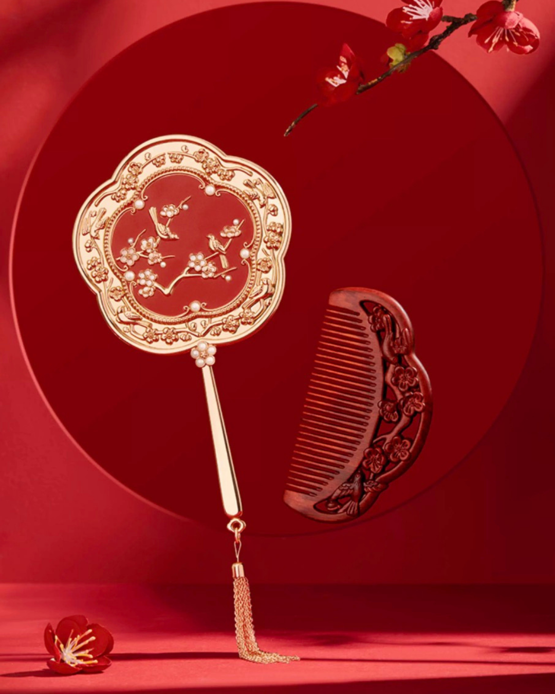 Plum Blessing Hand Mirror & Comb Set