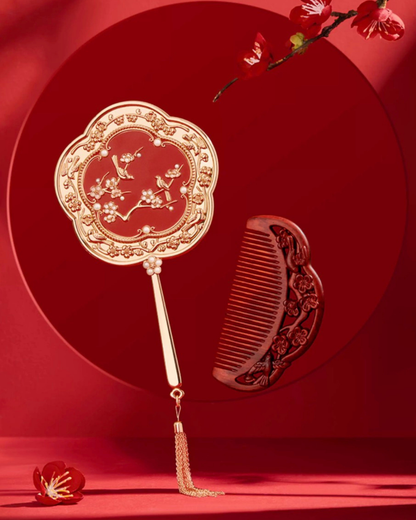 Plum Blessing Hand Mirror & Comb Set