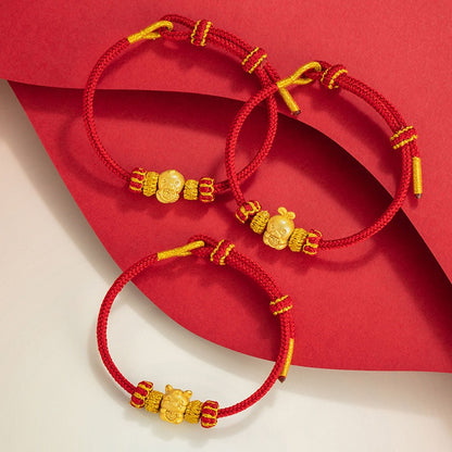 Fire Goat 2027 Zodiac Fortune Bead Red Cord Bracelet