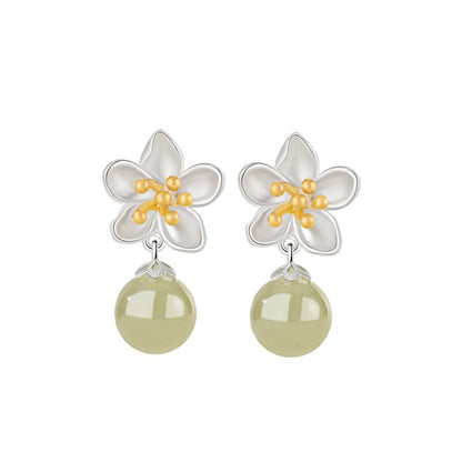 Twelve Flower Goddesses Hetian Jade Drop Earrings