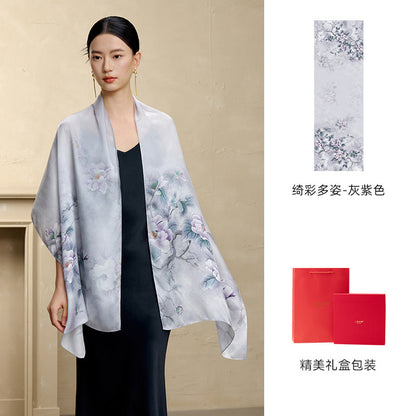 Blossom Array Printed Mulberry Silk Scarf