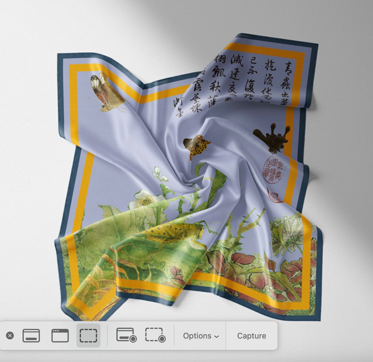 "Butterfly Sketches" Heritage Artwork Silk Scarf