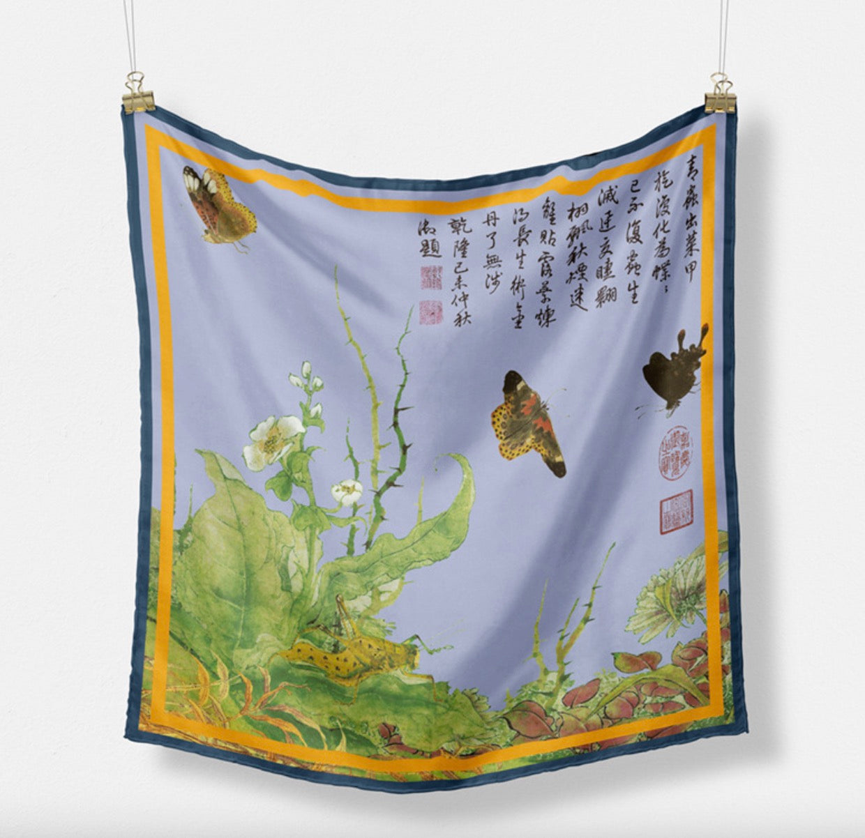 "Butterfly Sketches" Heritage Artwork Silk Scarf