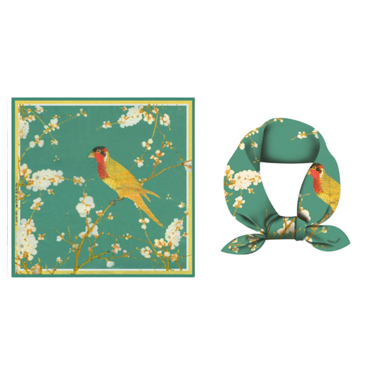"Five-Colored Parrots" Heritage Artwork Silk Scarf