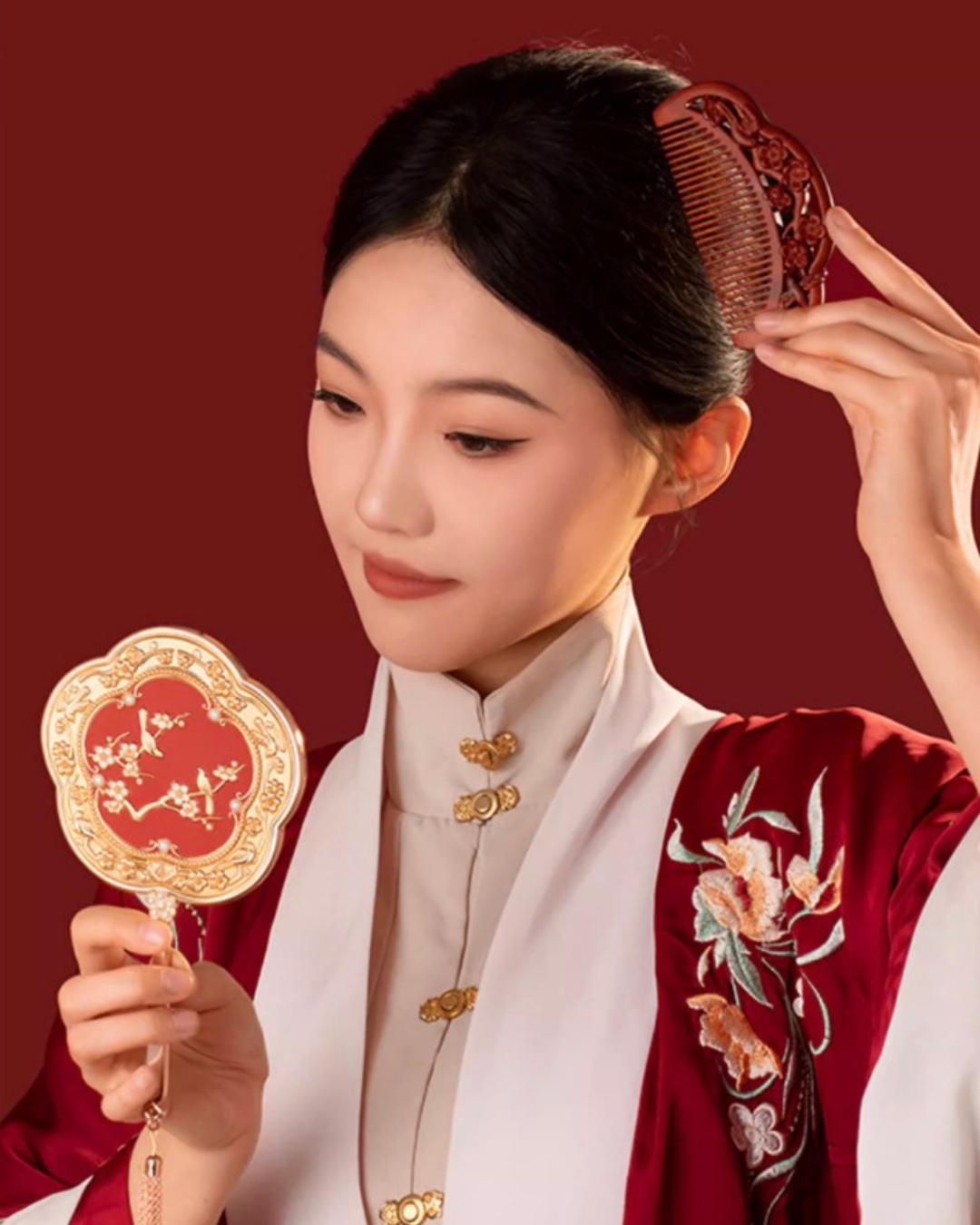 Plum Blessing Hand Mirror & Comb Set