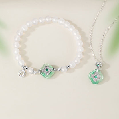 Mountain Mist African Jade Lucky Clover Jewellery Set