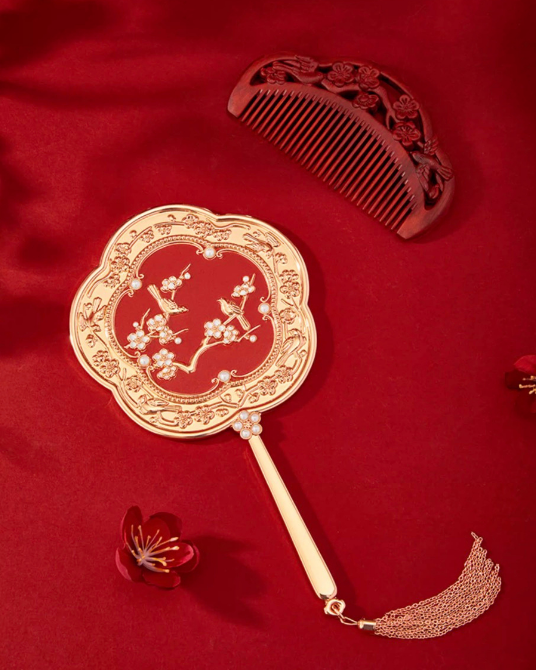 Plum Blessing Hand Mirror & Comb Set