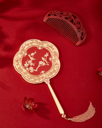 Plum Blessing Hand Mirror & Comb Set
