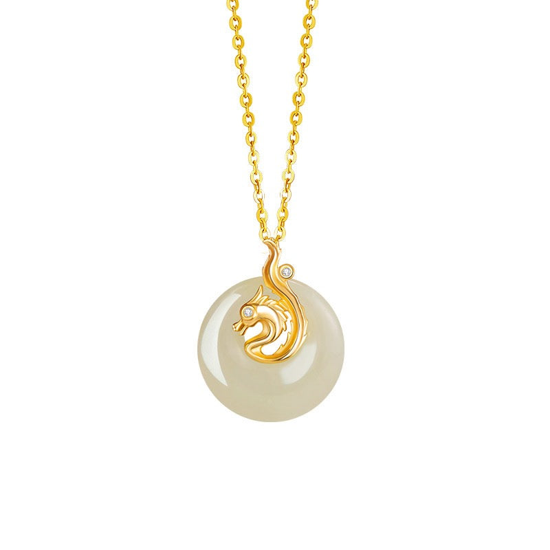 Fire Goat 2027 Jade Peace Buckle Necklace
