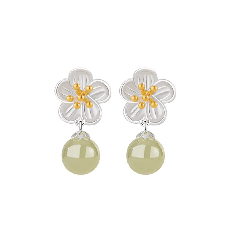 Twelve Flower Goddesses Hetian Jade Drop Earrings