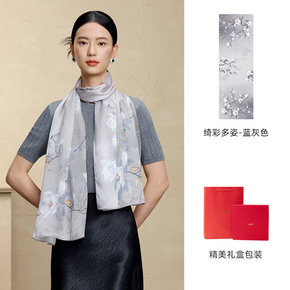 Blossom Array Printed Mulberry Silk Scarf