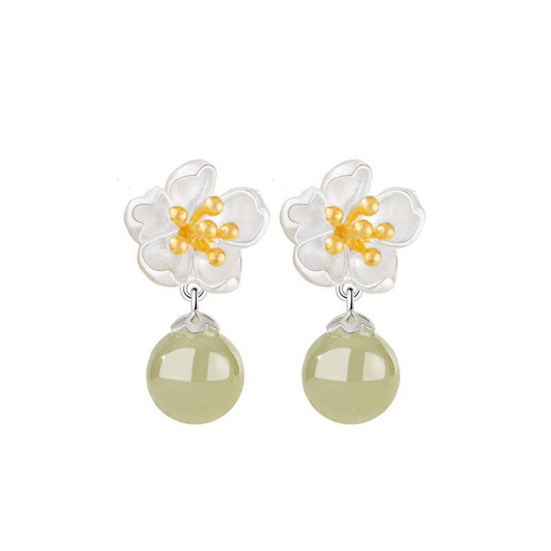 Twelve Flower Goddesses Hetian Jade Drop Earrings