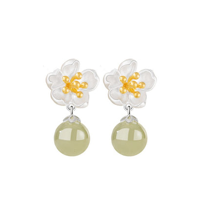 Twelve Flower Goddesses Hetian Jade Drop Earrings