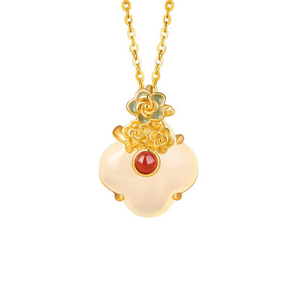 Twelve Flower Goddesses Jade & Agate Necklace