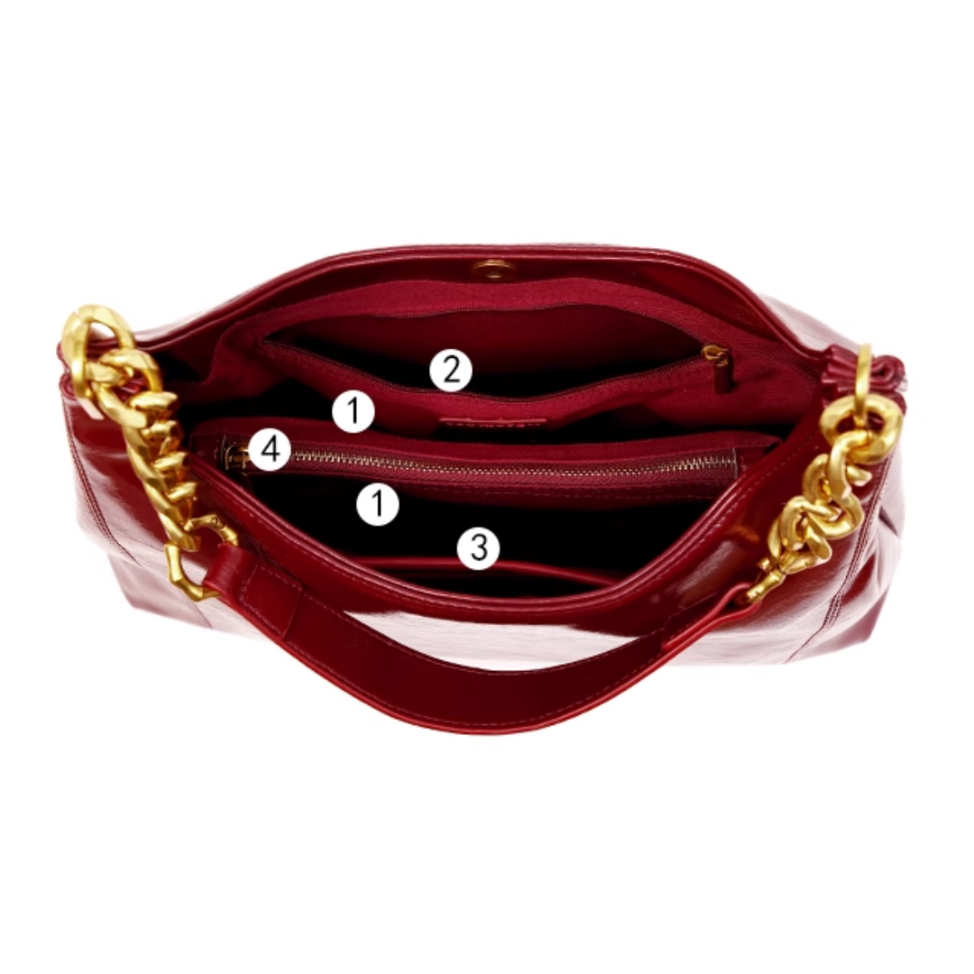 Tang Red 29 Glazed Scarlet Hobo Bag