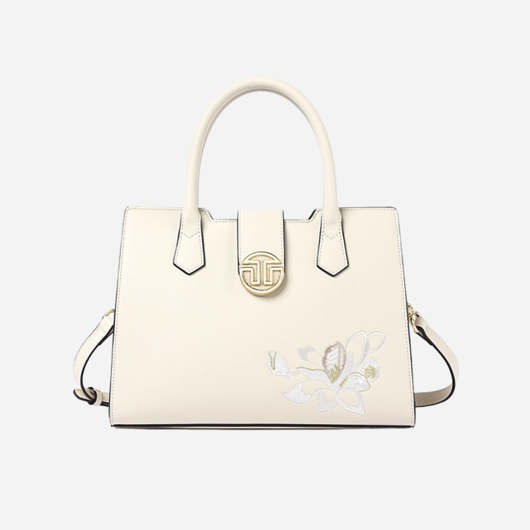 Tang Red 28 Magnolia Embroidered Tote