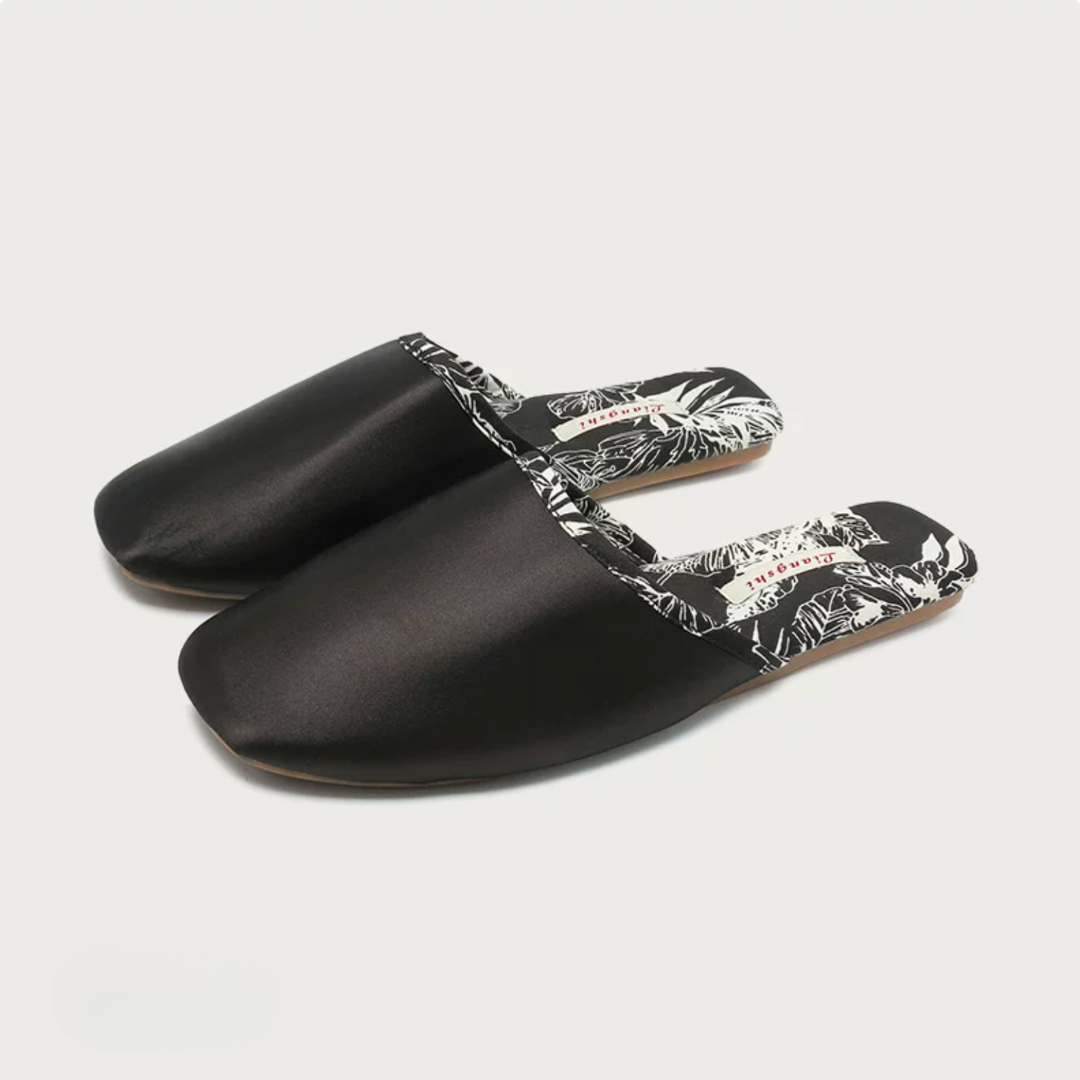 Peony Garden Satin Women Silk Indoor Slippers