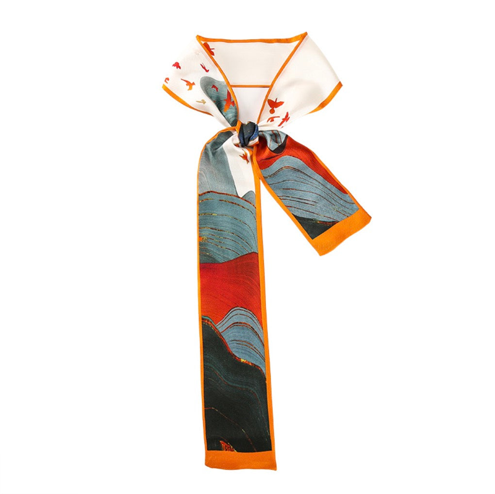Sunset Embrace 100% Mulberry Silk Twilly