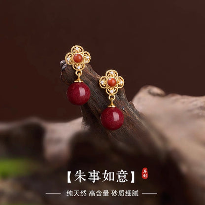 Rosalind Cinnabar Clover Stud Earrings