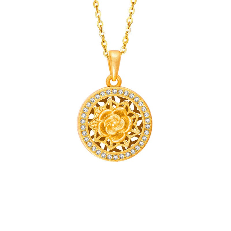 Twelve Flower Goddesses Spinning Medallion Necklace