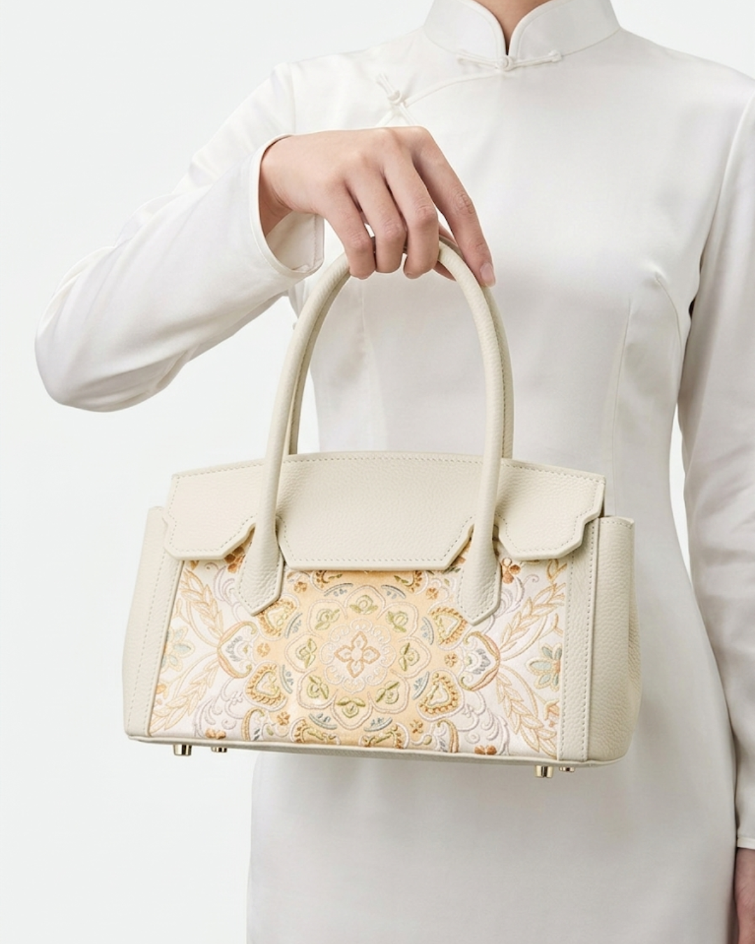 Tang Red 25 Embroidered Celestial Bloom Tote