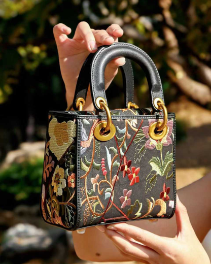 Tang Red 17 Embroidered Florals Brocade Bag