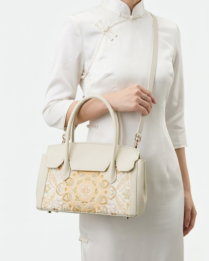 Tang Red 25 Embroidered Celestial Bloom Tote