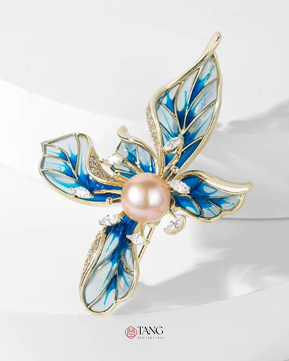 Azure Iris Brooch