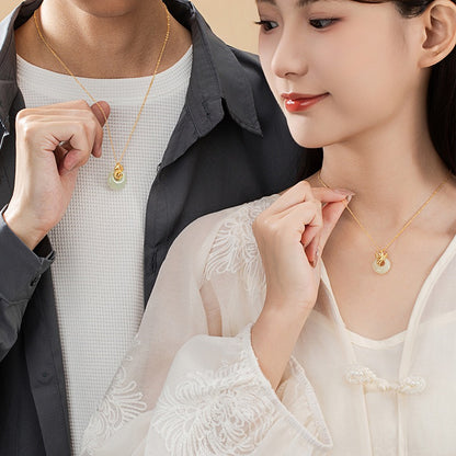 Sovereign Dragon & Phoenix Hetian Jade Necklace