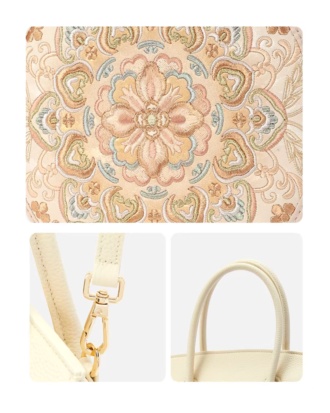 Tang Red 25 Embroidered Celestial Bloom Tote