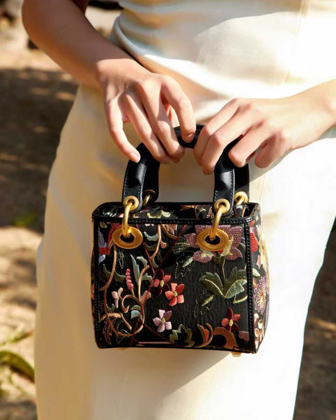 Tang Red 17 Embroidered Florals Brocade Bag