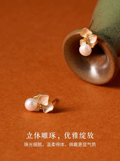 Odette Mother-of-Pearl Orchid Stud Earrings