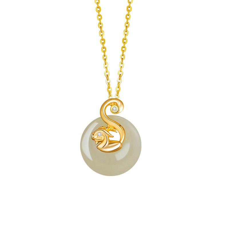 Fire Goat 2027 Jade Peace Buckle Necklace