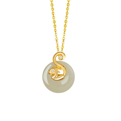 Fire Goat 2027 Jade Peace Buckle Necklace