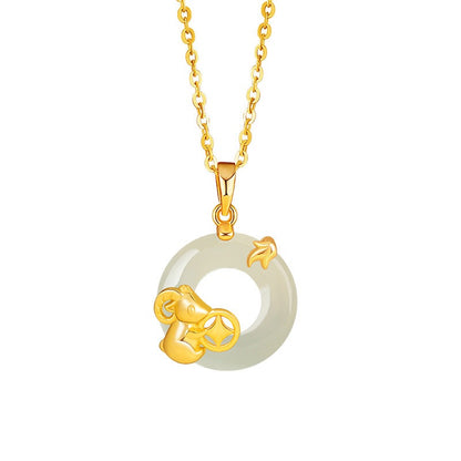 Fire Goat 2027 Jade Peace Buckle Zodiac Charm Necklace
