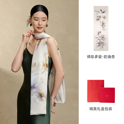 Blossom Array Printed Mulberry Silk Scarf