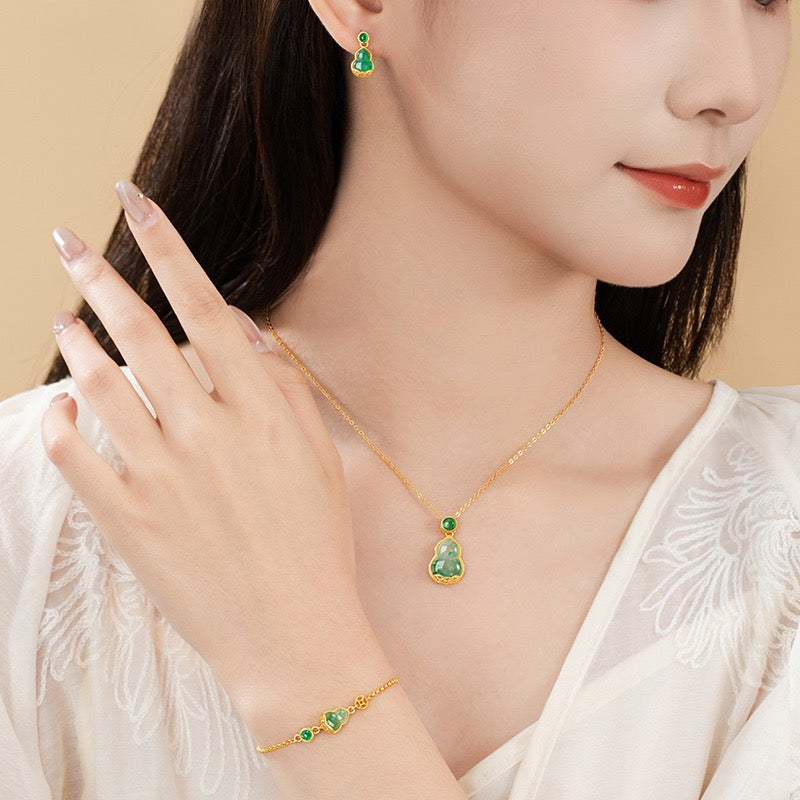 Mountain Mist African Jade Lucky Gourd Earrings