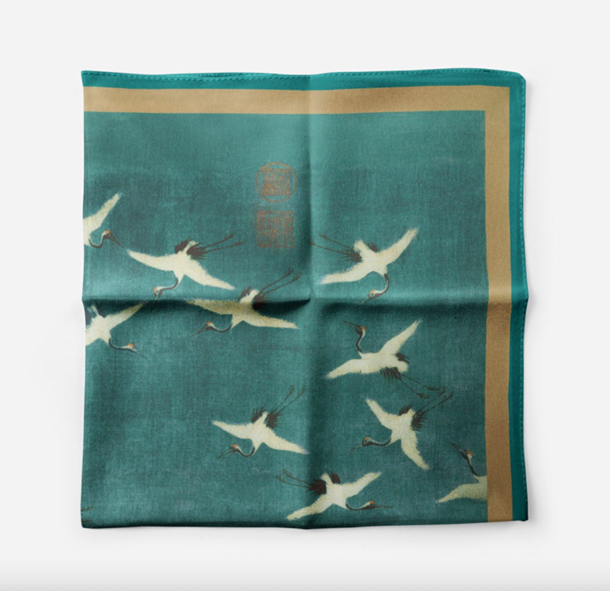"Auspicious Cranes" Heritage Artwork Silk Scarf