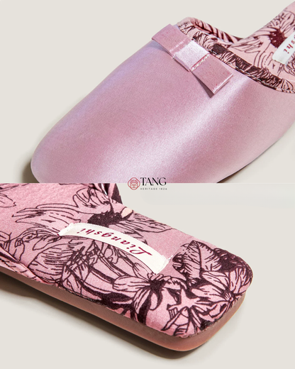 Peony Garden Satin Women Silk Indoor Slippers