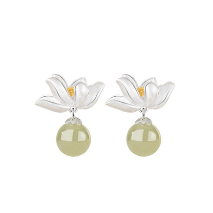 Twelve Flower Goddesses Hetian Jade Drop Earrings