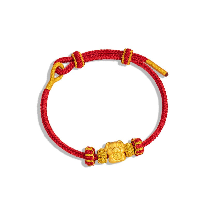 Fire Goat 2027 Zodiac Fortune Bead Red Cord Bracelet